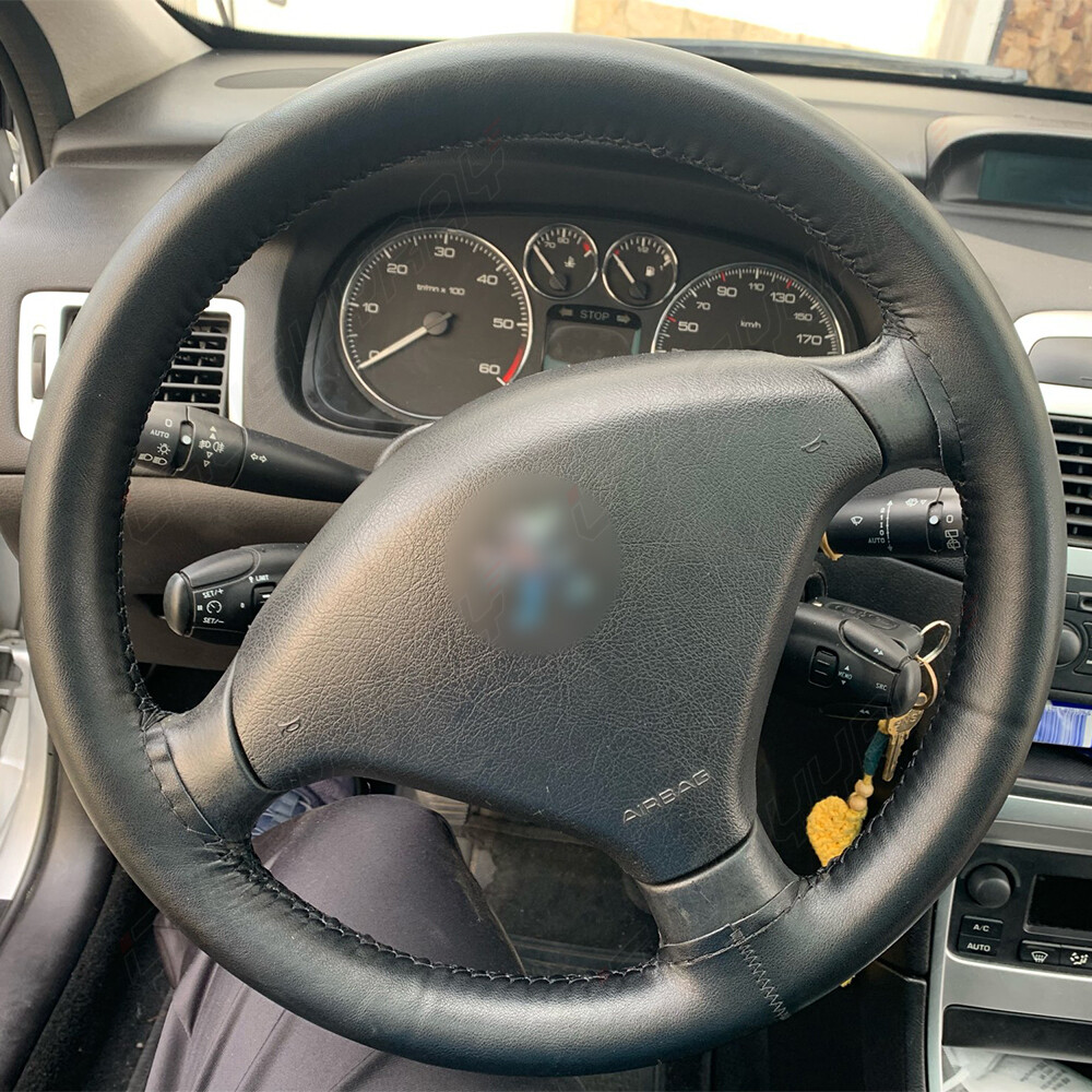 15″ Steering Wheel Cover Genuine Leather for Ford F150 F250 F350 Super Duty
