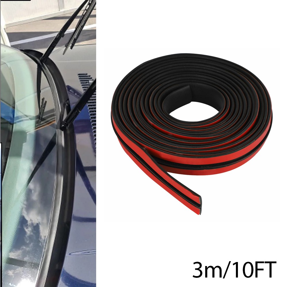 3m/10FT Black Seal Rubber Strip Trim for Car Front Windshield Plastic Panel-Hood