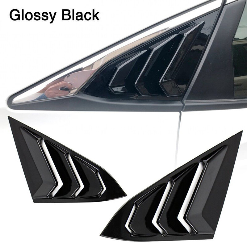 2x Quarter Window Louver Cover Trim For Honda Civic 2016+ Side Vent Gloss Black