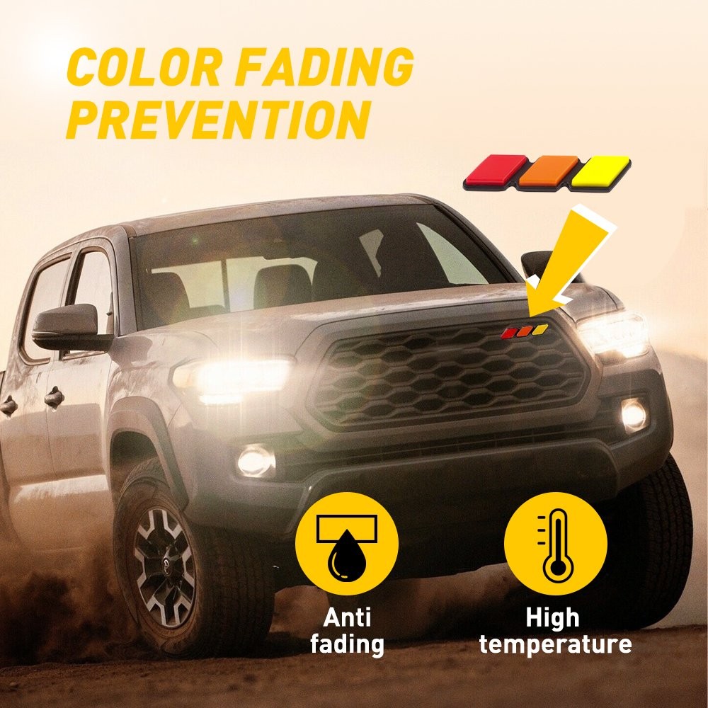 Tri-color FIT for Toyota Tacoma 4Runner Tundra Grille Badge EMBLEM Orange Red P