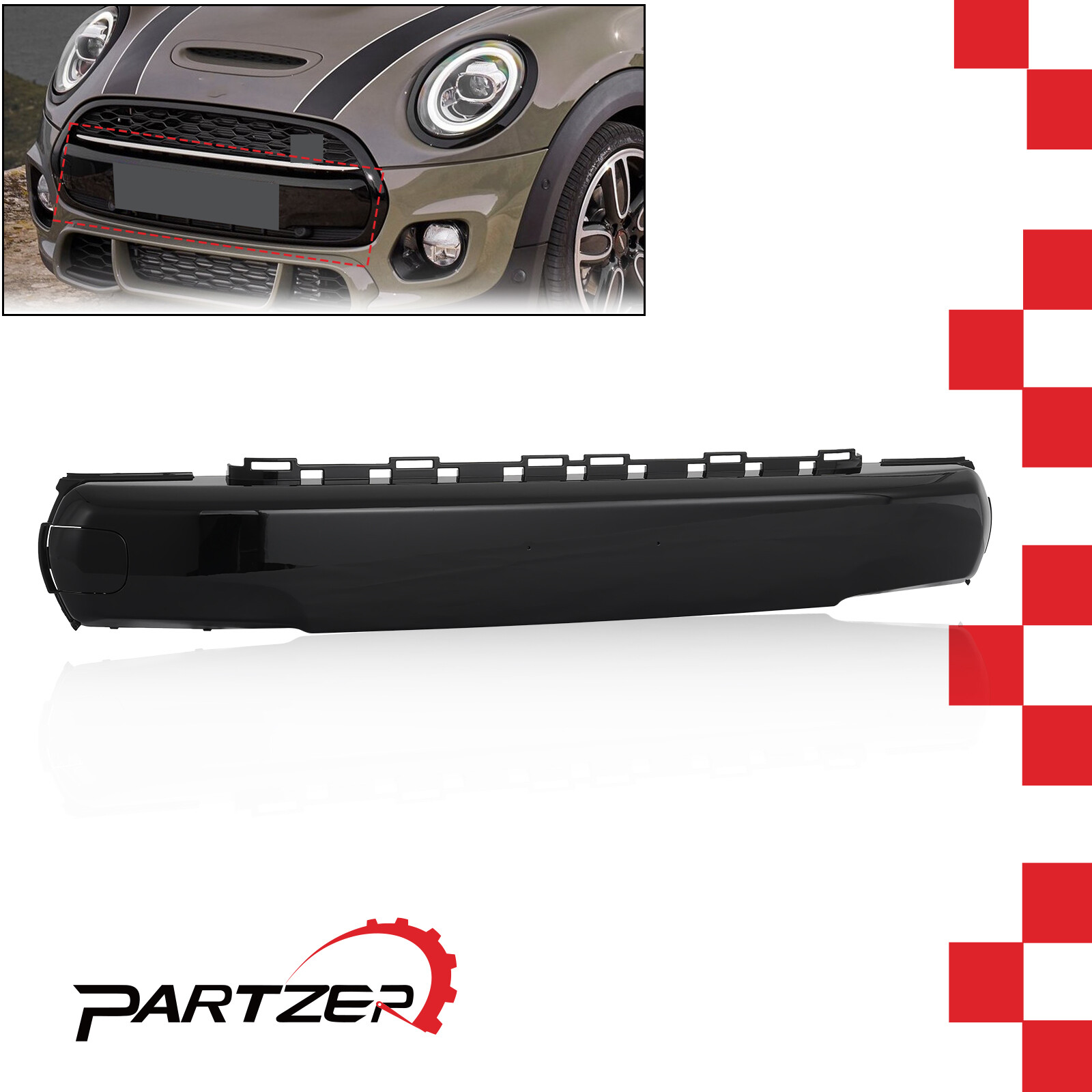 Gloss Blk Front Bumper Number Plate Cover For 2014-2018 Mini Cooper 51117337791