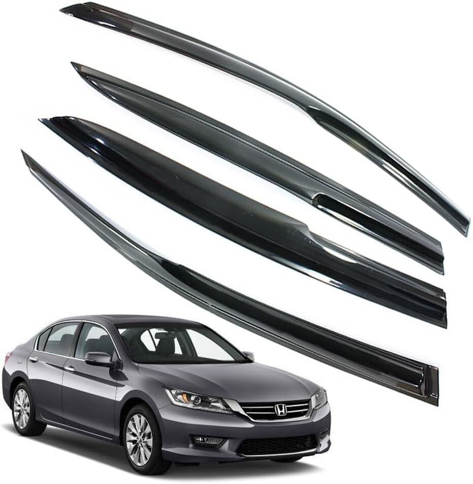 Window Visor Rain Guard OE Style Clip-on Smoked Tinted Fit Honda Accord 13-2017