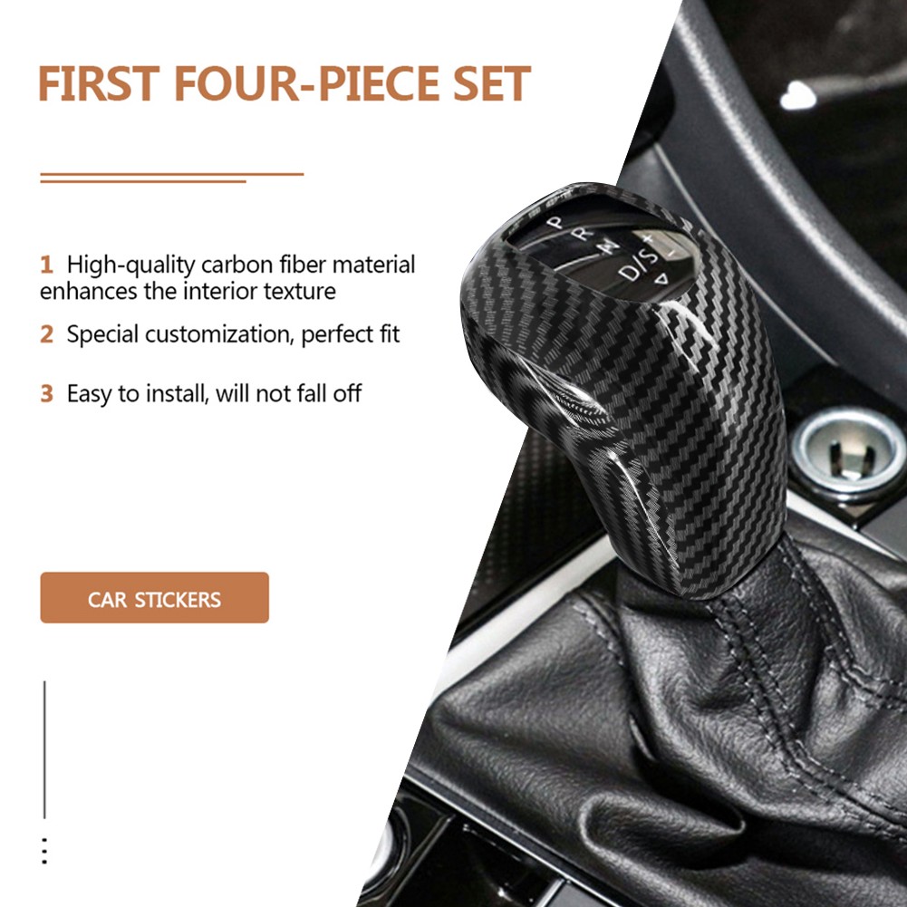 Gear Shift Knob Head Cover Trim Carbon Fiber ABS For Volkswagen Passat Polo Plus