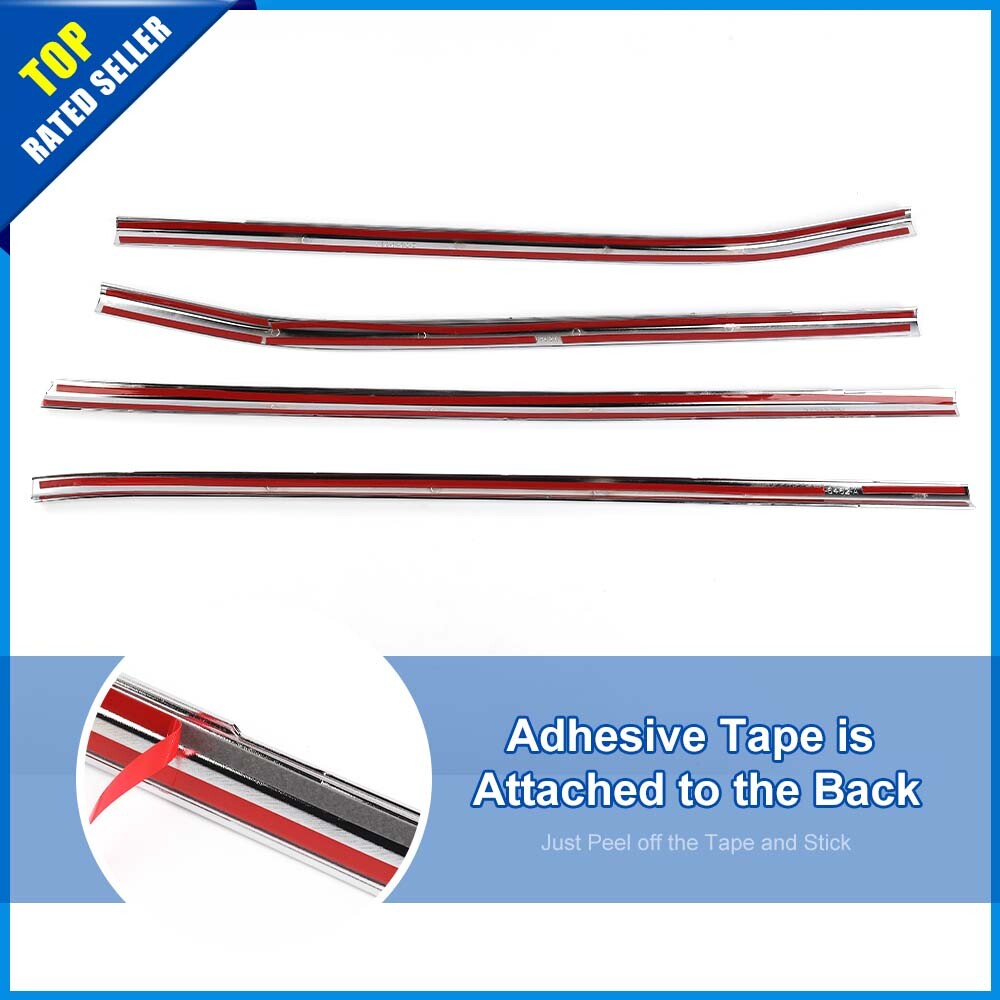 Chrome Window Bottom Sill Strips Cover Trim For Chevy Silverado GMC Sierra 2019+