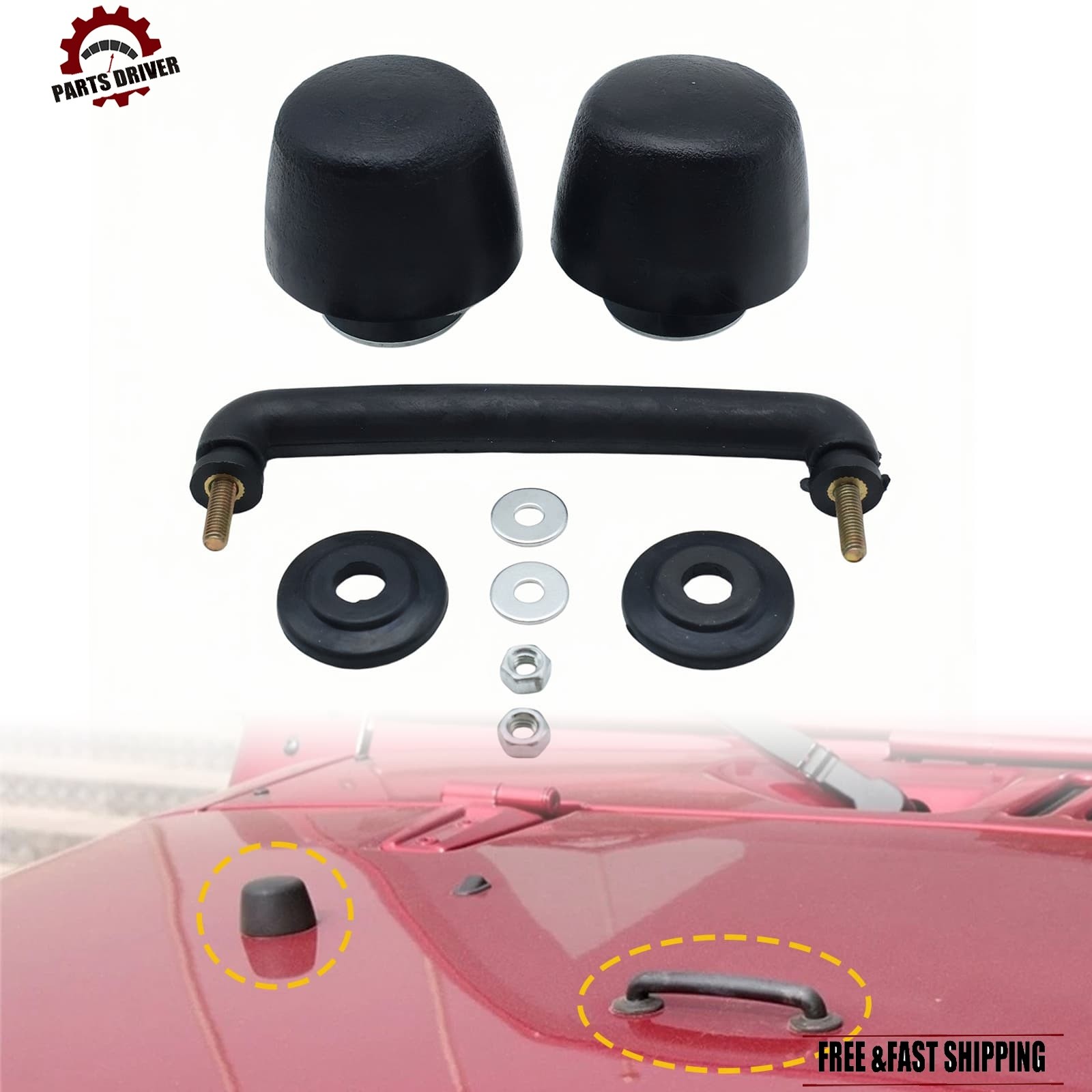 Hood Bumper Cushion Windshield Hold Down Bracket For Jeep Wrangler JK 1987-2018