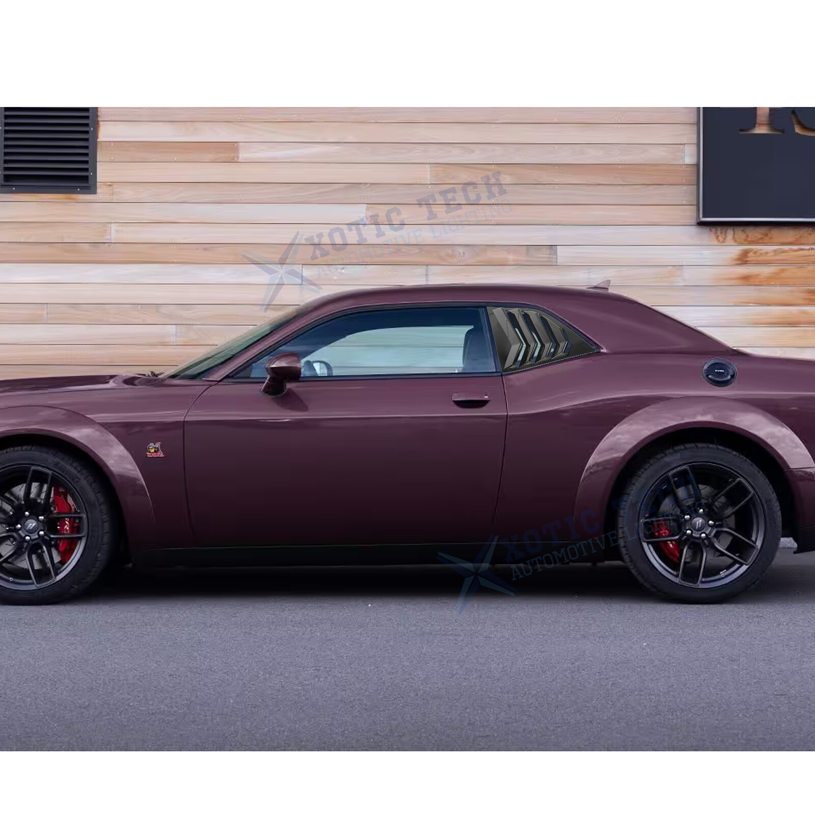 Side Window Louver Blinds Sun Shades Trim For Dodge Challenger 2008+ Gloss Black