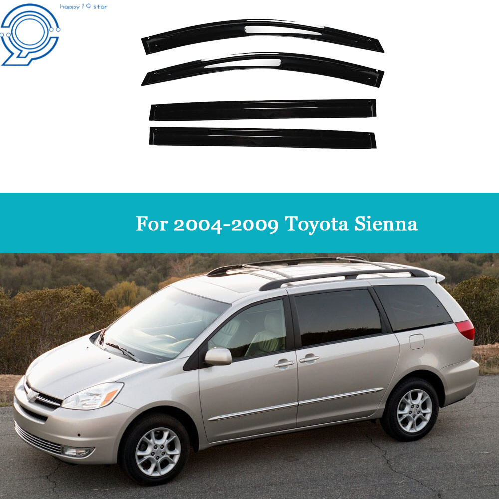 Window Vent Visor Sun Rain Deflector 4PCs For 2004-2008 2009 Toyota Sienna Black