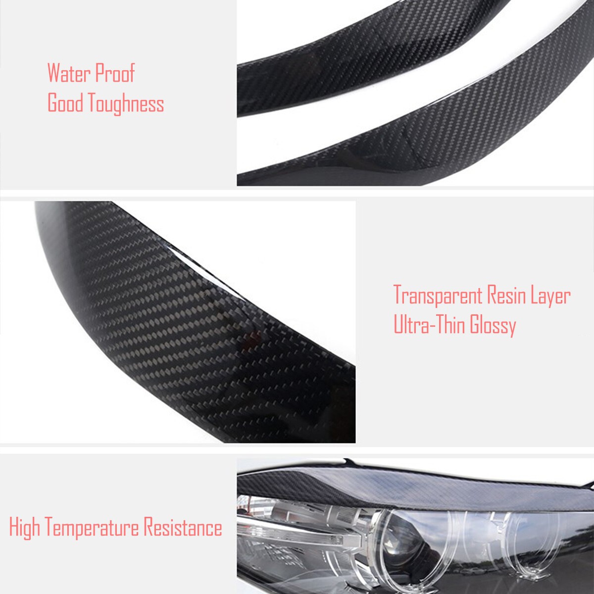 Carbon Fiber Eyelids Eyebrows Lids Headlight Trim Covers For Subaru Impreza 2009