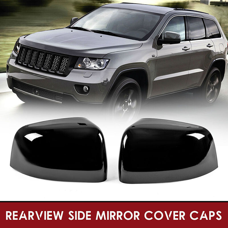 Gloss Black Rearview Side Mirror Cover Cap For Jeep Grand Cherokee Dodge Durango