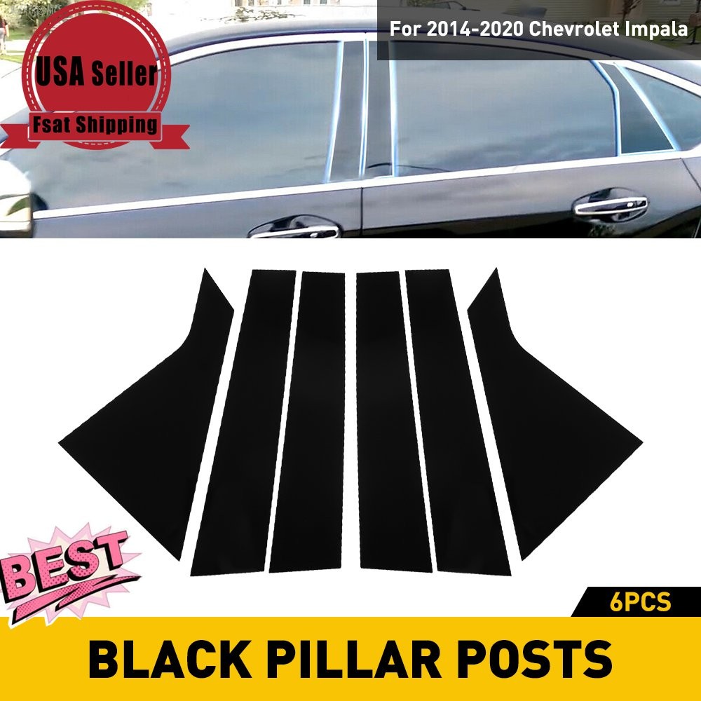 6pcs Black Pillar Posts For 2014-20 Chevrolet Set Impala Door Trim Cover Window
