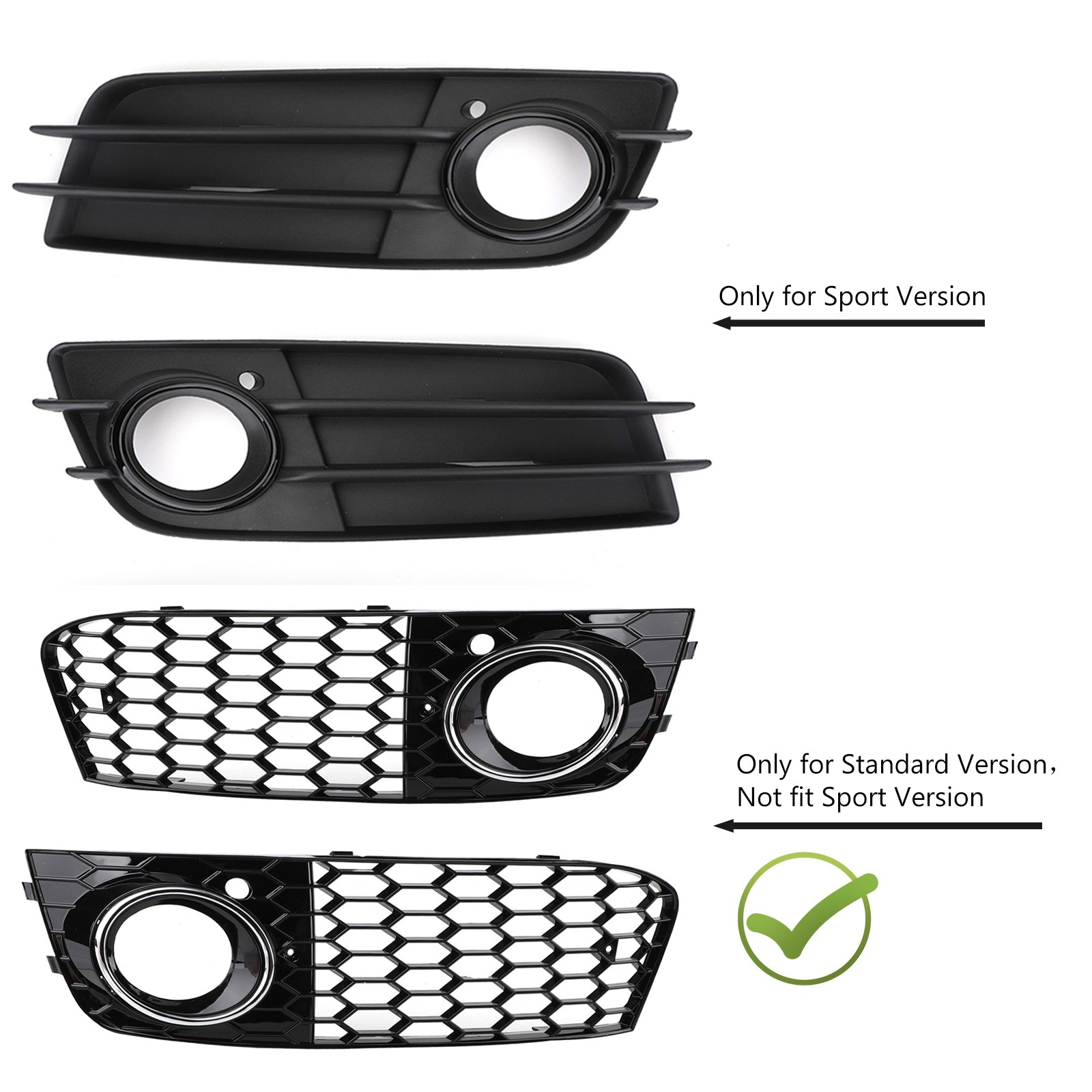 Pair Honeycomb Mesh Fog Light Open Vent Grill Intake Fit Audi A4 B8 2009-2012 10