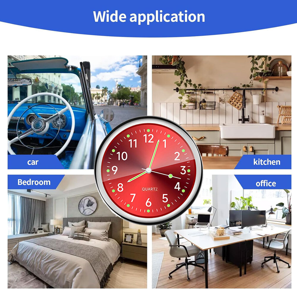 Car Clock Dashboard Stick-On Watch Quartz Car Accessories For Auto Boat Vehicle
