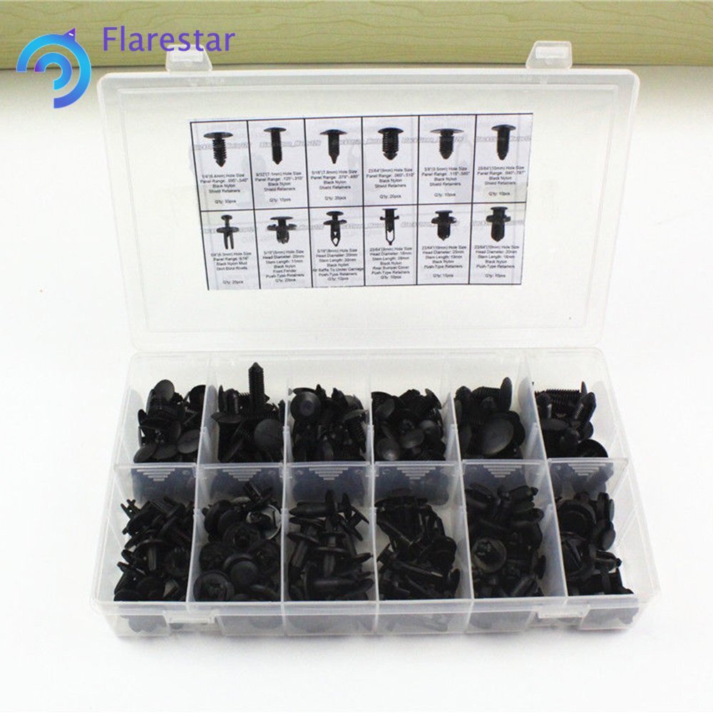 192Pcs Auto Push Clips Retainer Assortment Kit Car Shield Pin Rivet Fasteners