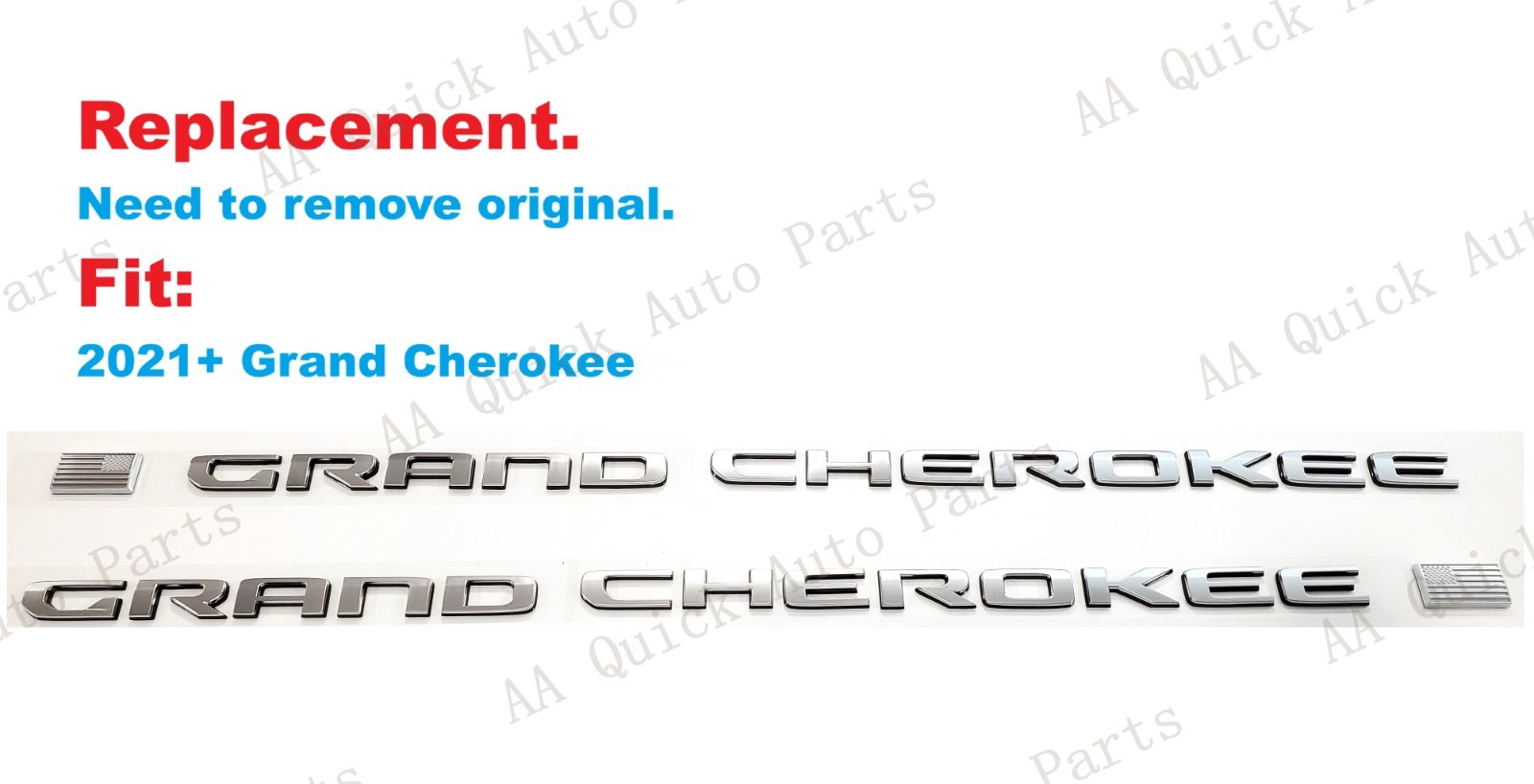 Replacement 2PCS Chrome Gray Side Door Grand Cherokee Emblems Badge 2021 & Up