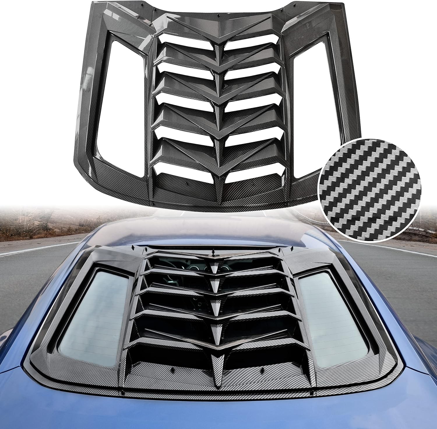 Rear Window Louver GT Lambo Style for Ford Mustang 2015-2025 Carbon Fiber