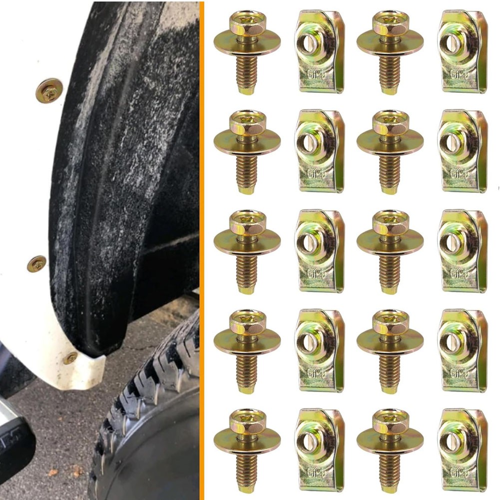 40pcs Self-tapping Screw Fasteners Body Bolts U-nut Clip M6 Engine Cover Shield