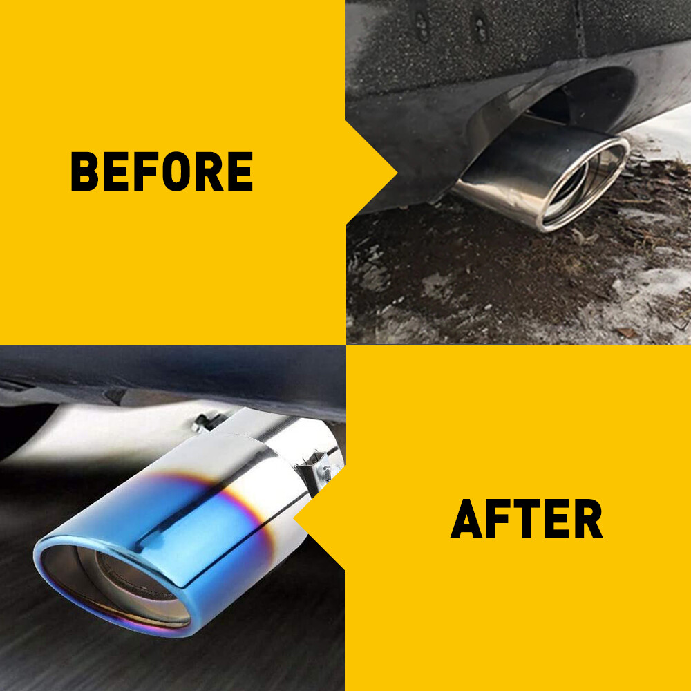 Universal Chrome Stainless Steel Car Rear Round Exhaust Pipe Tail Muffler Tip B