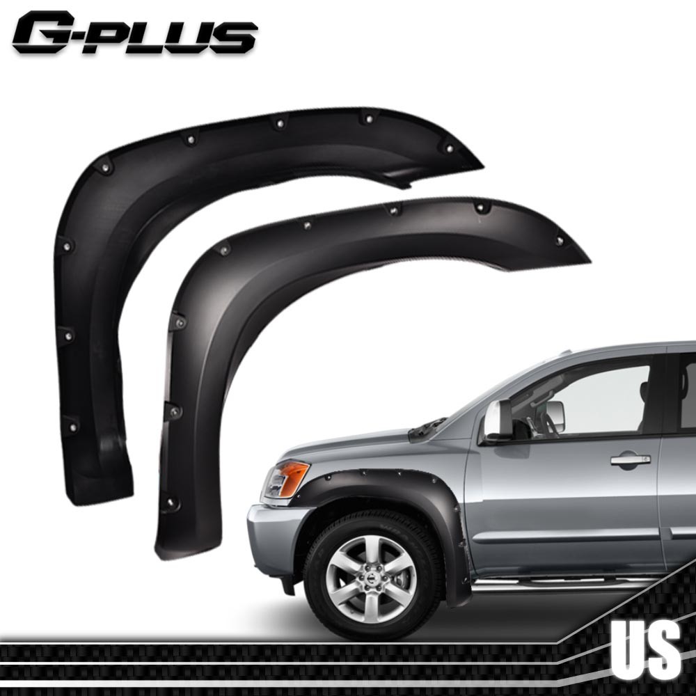 4Pcs Fender Flares Front&Rear Fits For 2004-2015 Nissan Titan Pocket Style Black