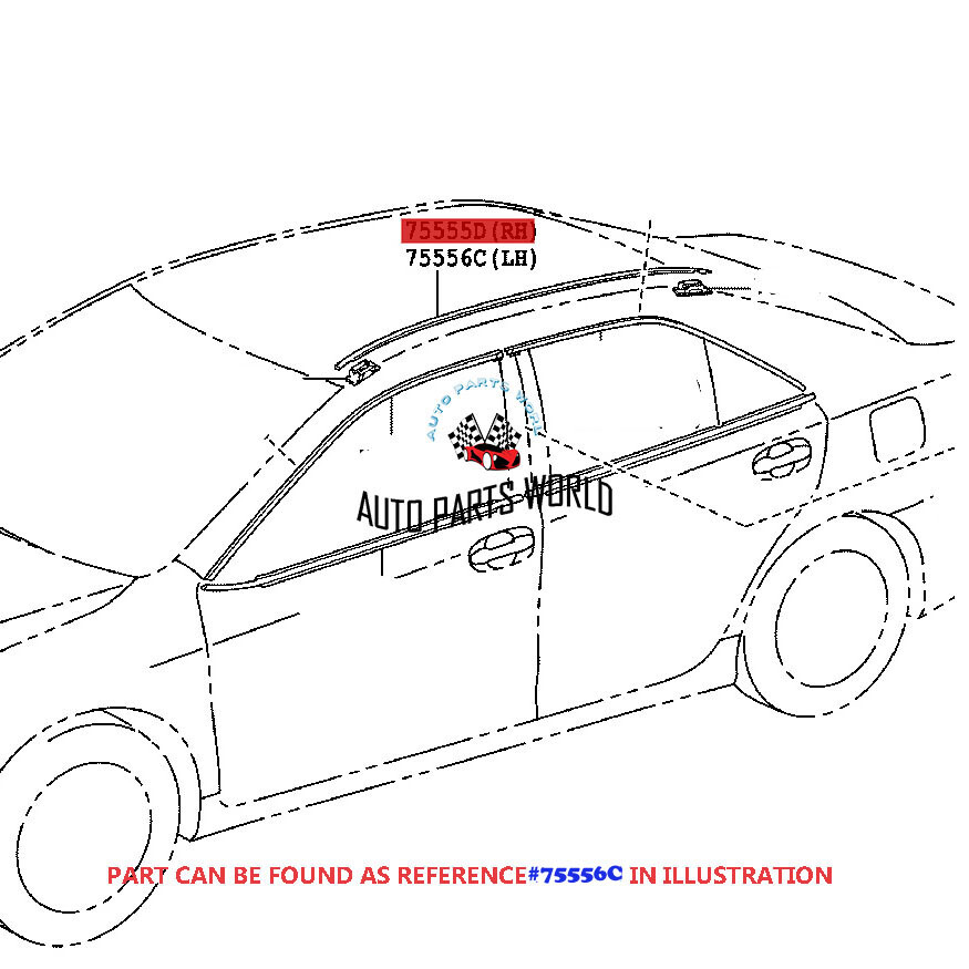 GENUINE TOYOTA 07-11 CAMRY CENTER LEFT ROOF DRIP FINISH MOULDING 75556-33030