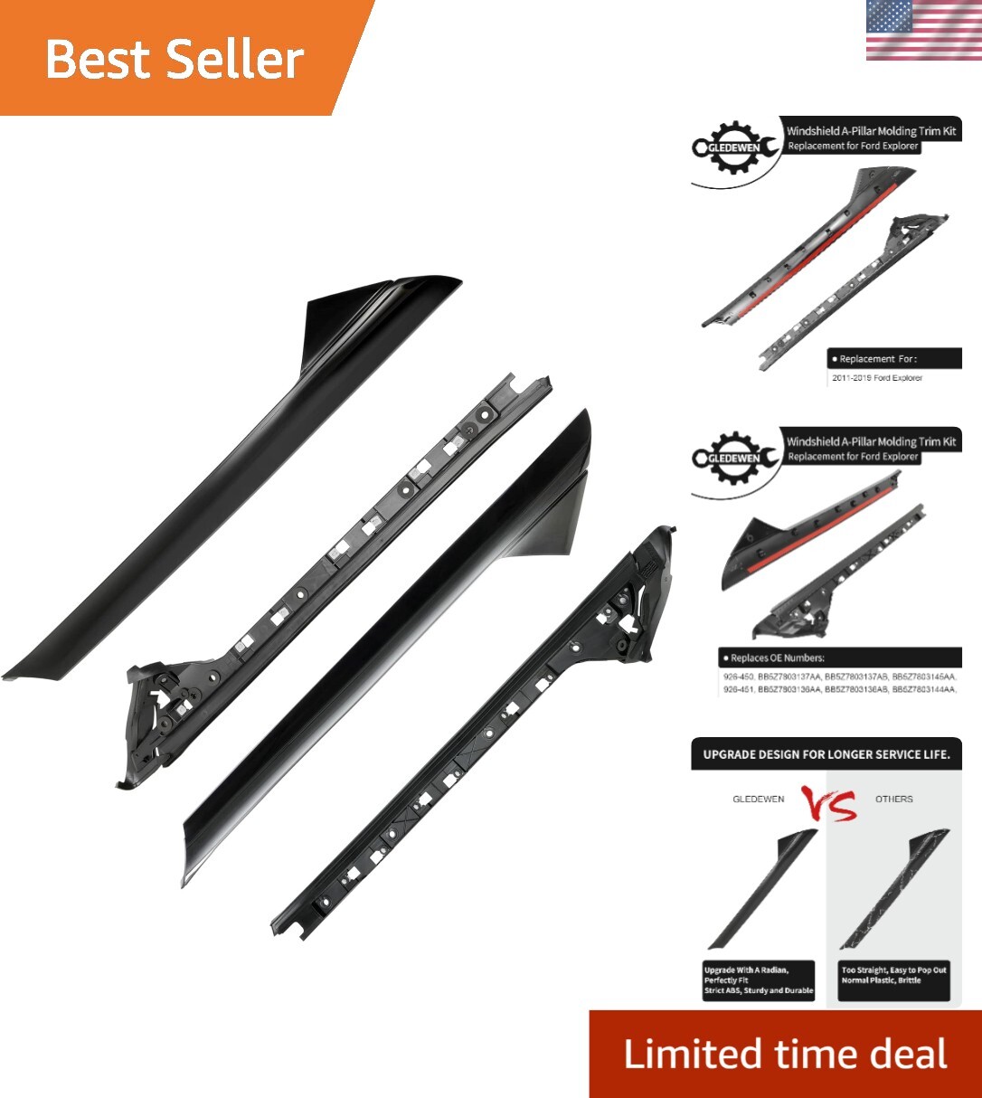 Vehicle Specific Windshield Moldings for 2011-2019 Ford Explorer – Reliable Fit