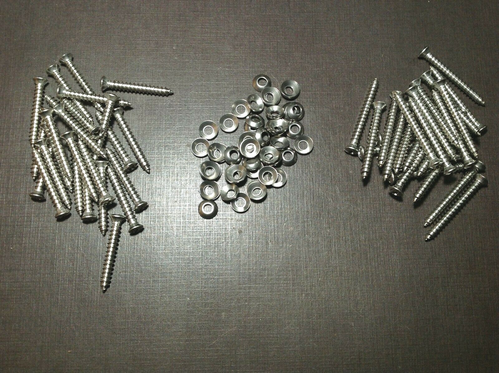 50 Chevy #8 x 1-1/4″ & 1-1/2″ w/#6 head stainless trim screws flush washers GM