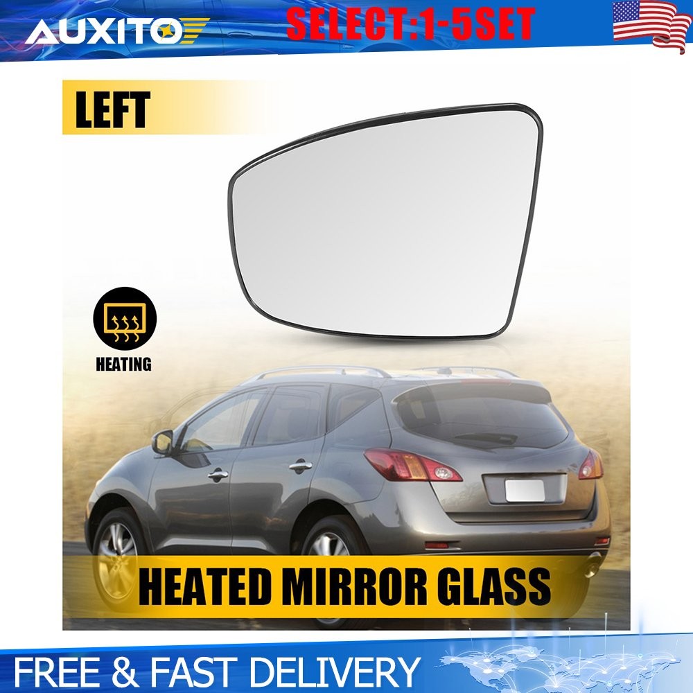 Heated Left Side Mirror Glass with Backing Plate for Nissan Murano 2009-14 1-5X