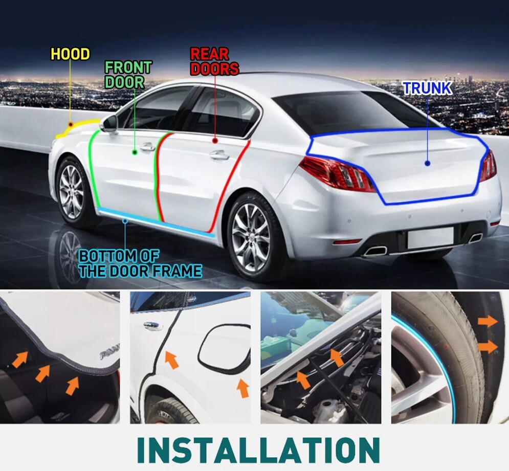 4M Pinch Weld Rubber Sealing u-Shaped Trim Strip Auto Door Edge Isolation Noise