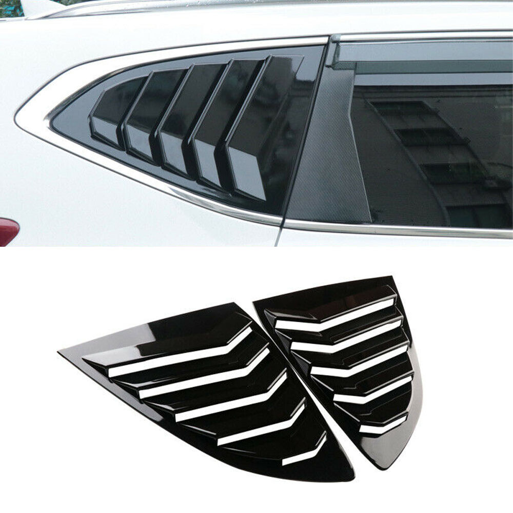 Pair ABS Gloss Black Rear Window Louver Shutter Cover Trim For CRV 2017-2022