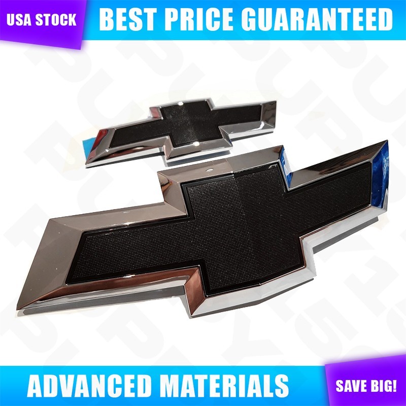 For Impala Front & Tailgate Bowtie Emblem Chrome Black Liftgate Badge 2014-2020