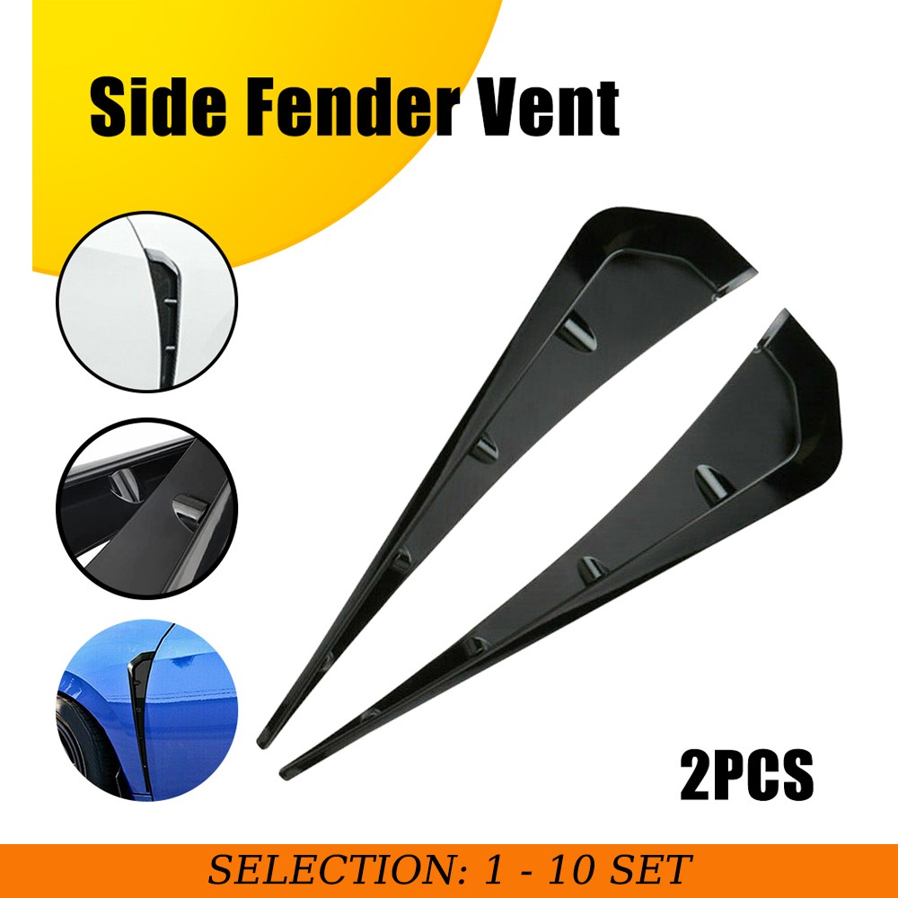2-20 Black Side Fender Vent Air Wing Cover Accessories For Honda Civic 2016-2021