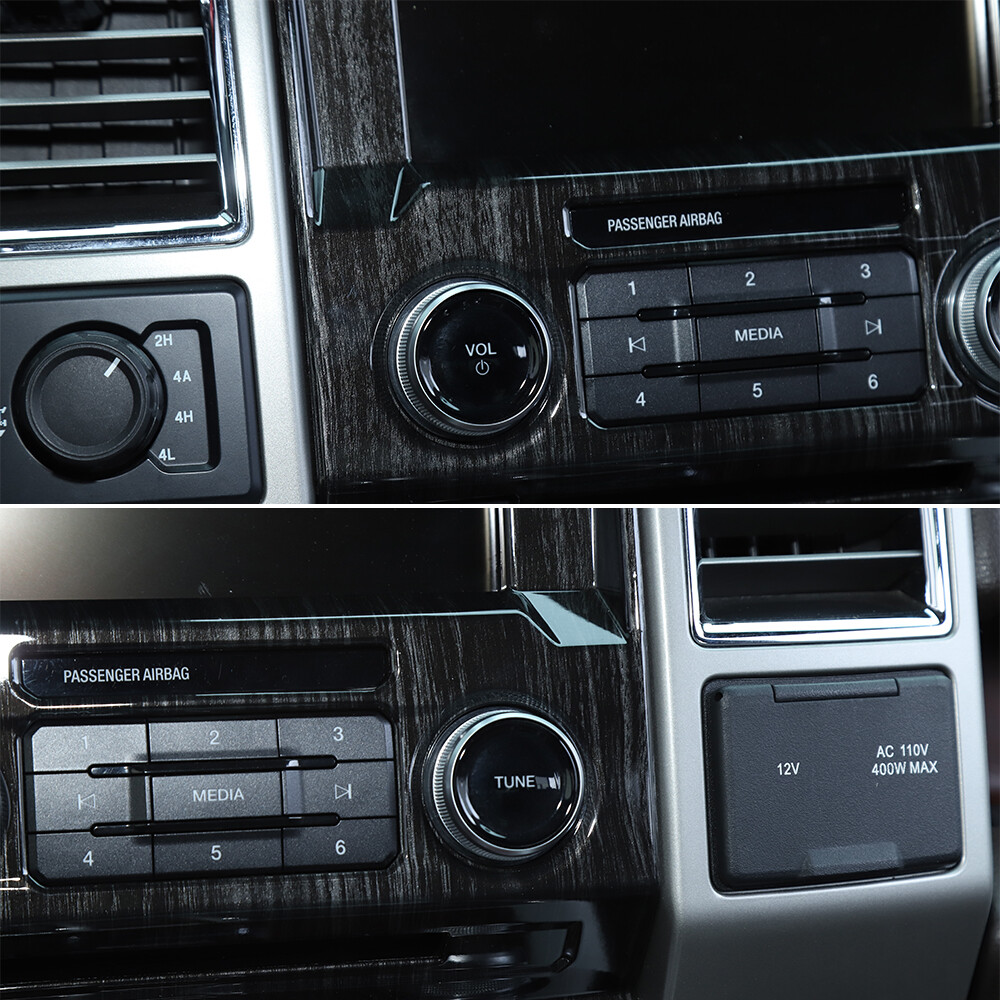 Black Wood Grain Console Navigation GPS Panel Trim Cover For Ford F150 2015-2020