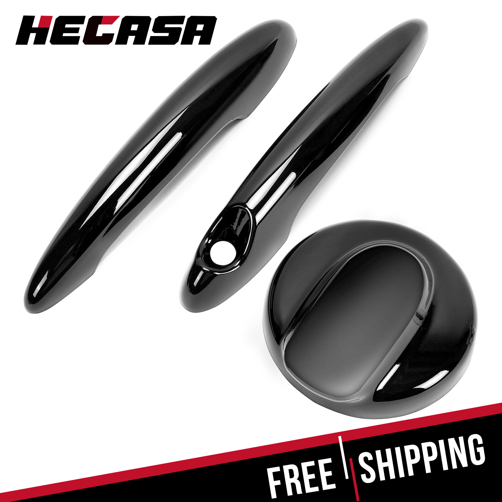 HECASA GLOSS BLACK Petrol Gas Cap & Door Handle Covers for MINI R55 R56 Cooper S