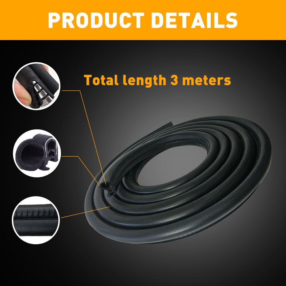 9.8FT Car Auto Rubber Seal Weather Strip Door Window Lock Trunk Hood Edge Trim