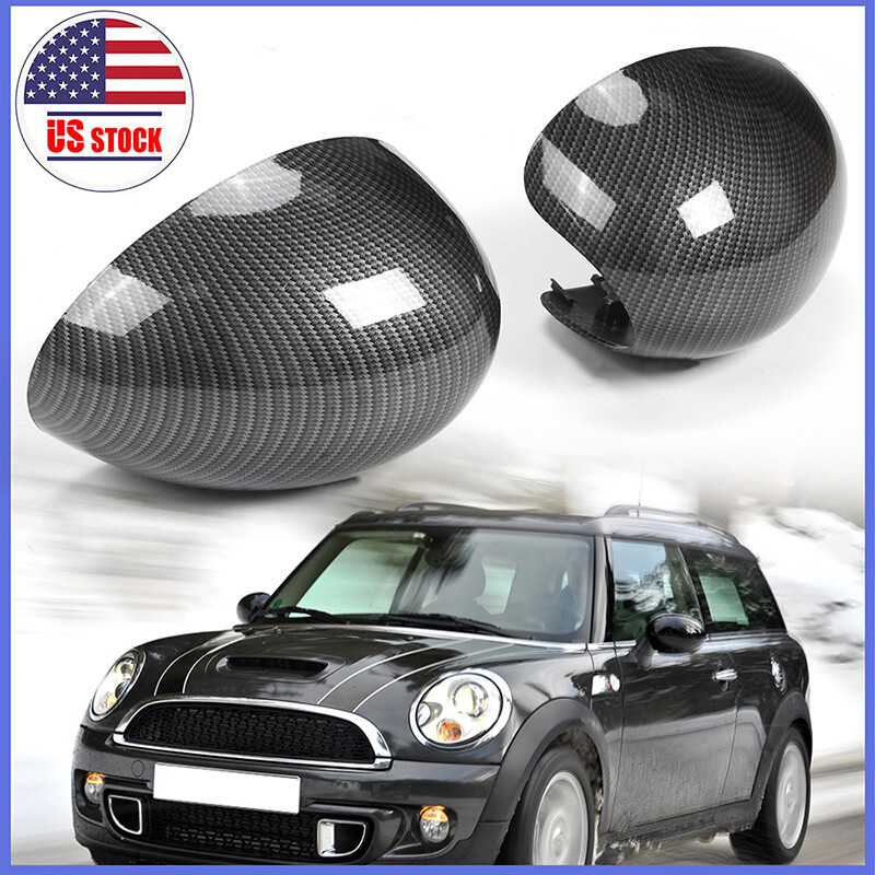 2Pcs Carbon Fiber Mirror Cover Cap For Mini Cooper R55 R56 R57 R58 R59 R60 R61