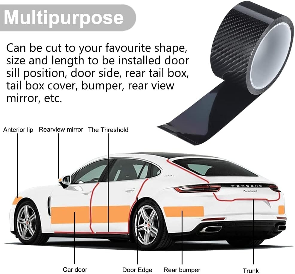 Carbon Fiber Vinyl Car Door Sill Scuff Cover Plate Sticker For Dodge Accessories