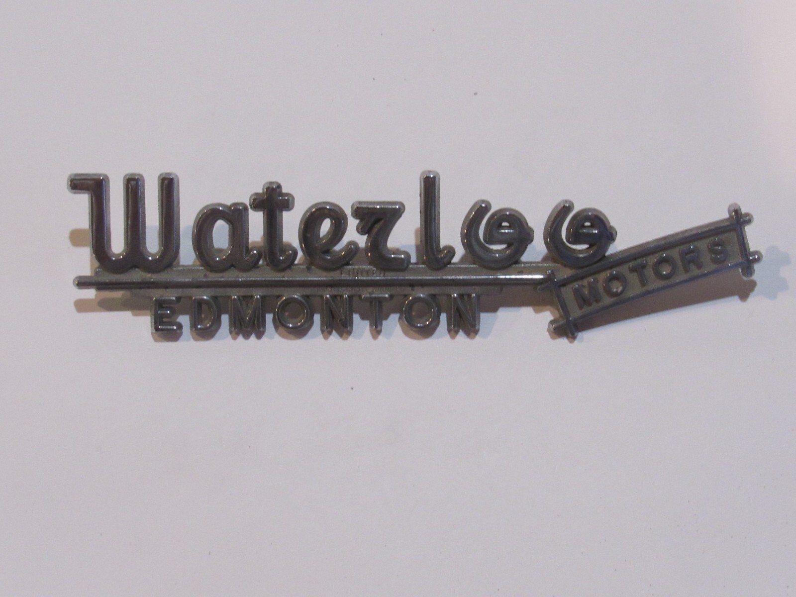 Vintage Waterloo Motors Ford Edmonton Canada Metal Dealer Badge Emblem Tag