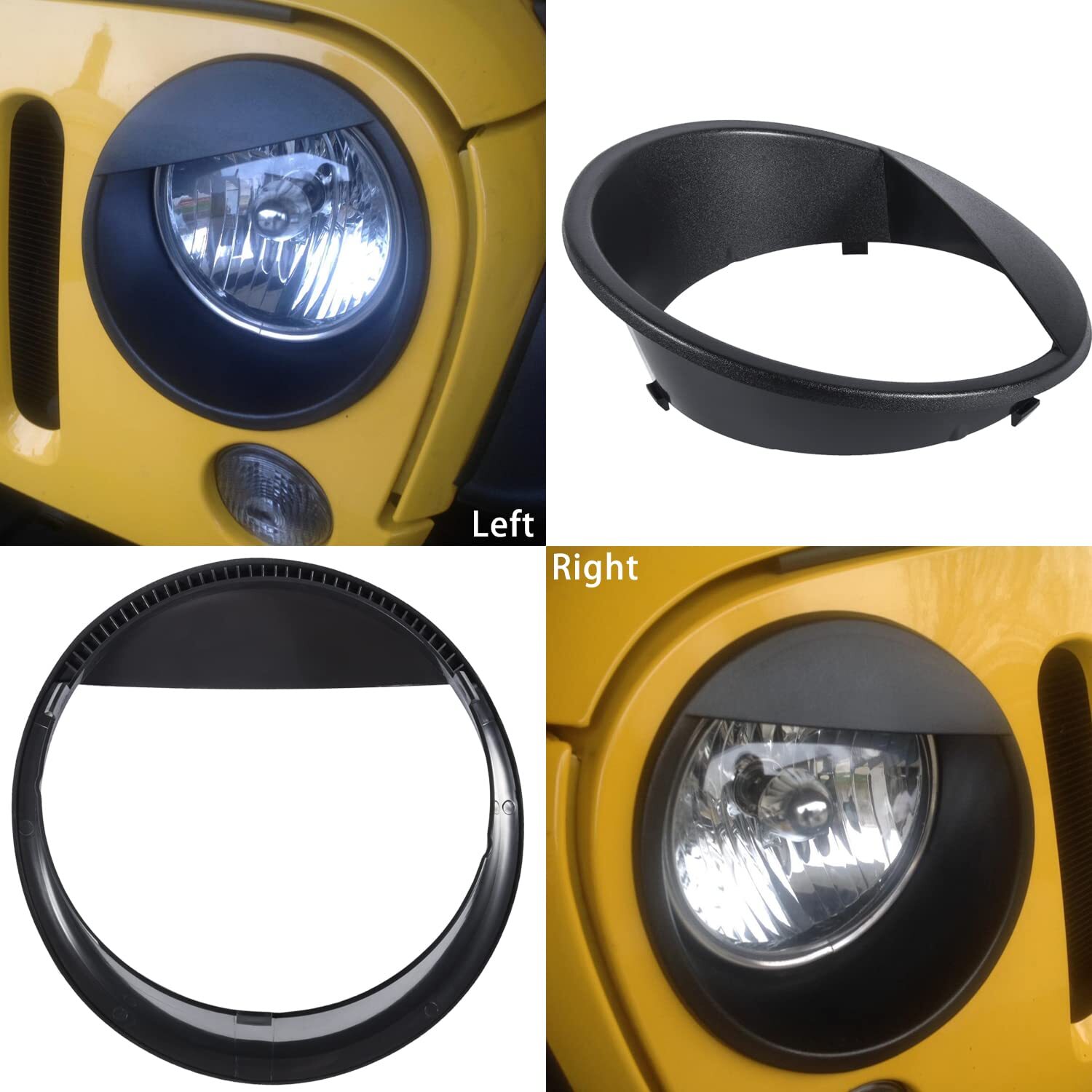 Pair Front Headlight Lamp Guard Cover Trim ABS For 2007-2018 Jeep Wrangler JK
