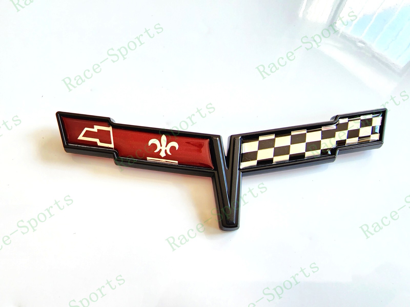 1PC Black FRONT NOSE Crossed Flag Emblem Badge 1981 C3 Corvette