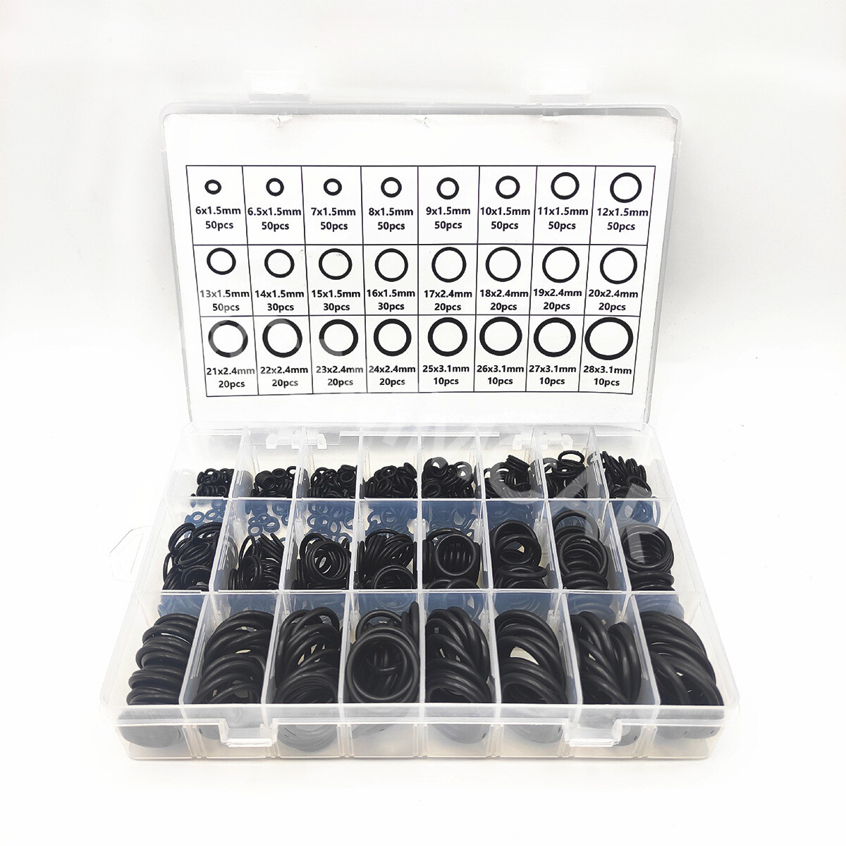 O-Ring Washer Assortment Kit Automotive O Ring Nitrile Silicone Rubber Set 800PC