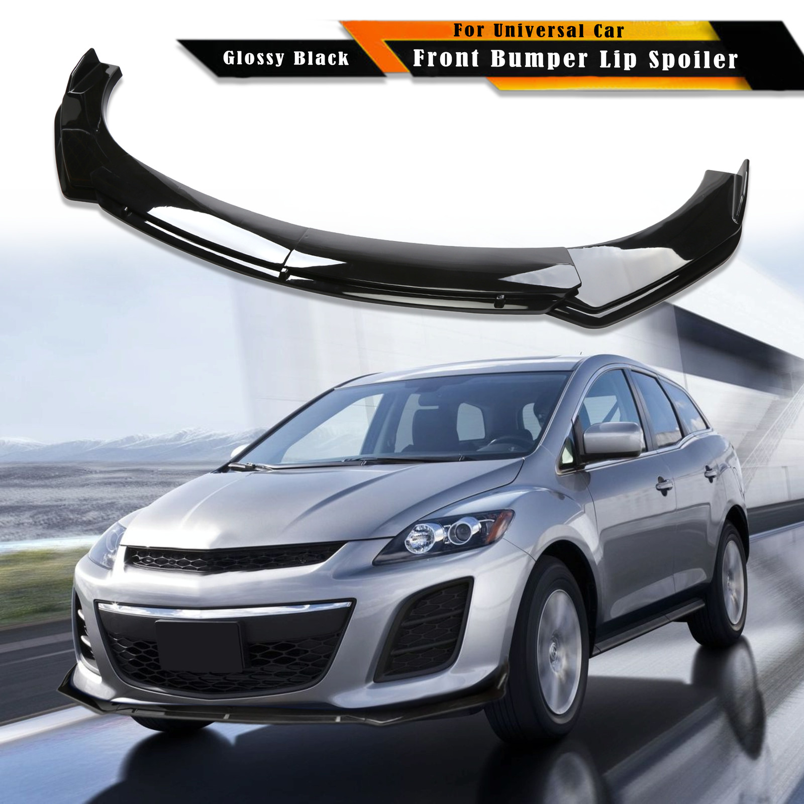 Universal Front Bumper Lower Lip Spoiler Splitter Glossy Black For Mazda CX-7 9