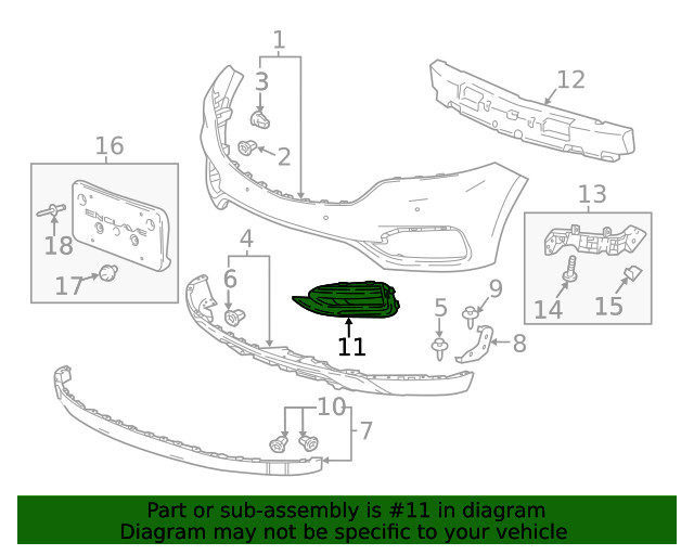Genuine GM Front Driver Side Fog Lamp Bezel Insert 84238814