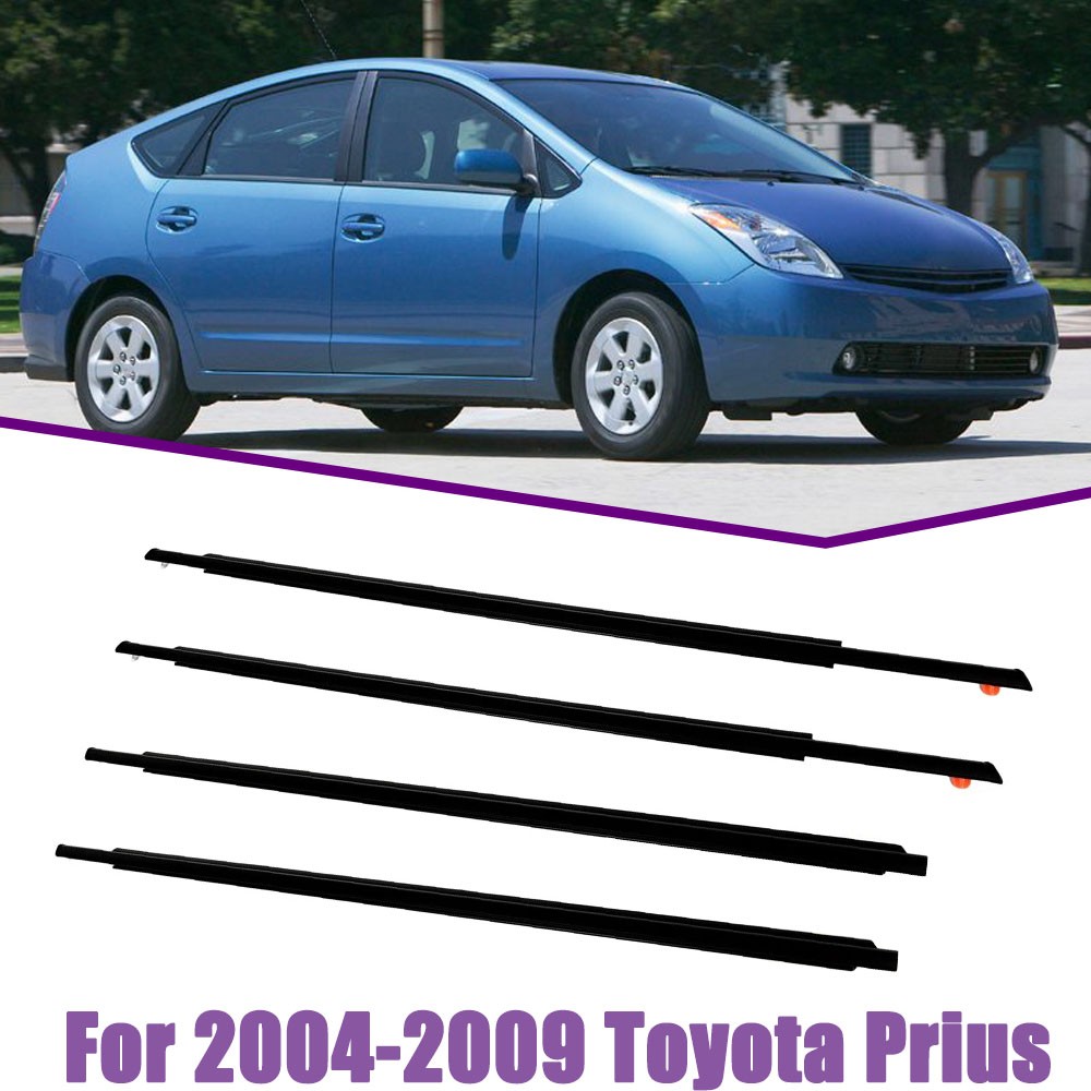 4PCS Weatherstrip Window Moulding Trim Seal Belt Trims For 2004-09 Toyota Prius