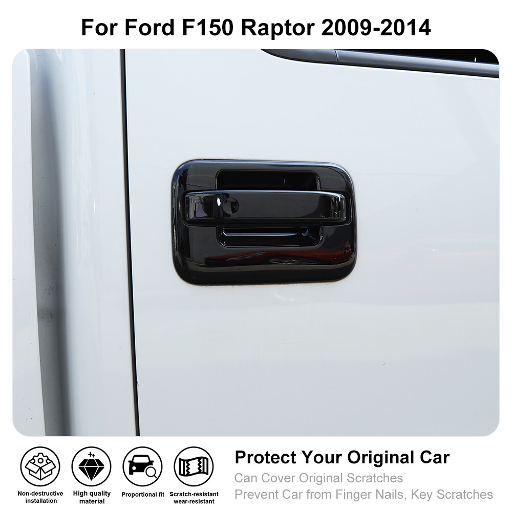 Exterior Side + Tail Door Handle Bowl Decor Cover Trim For 09-14 Ford F150 Black