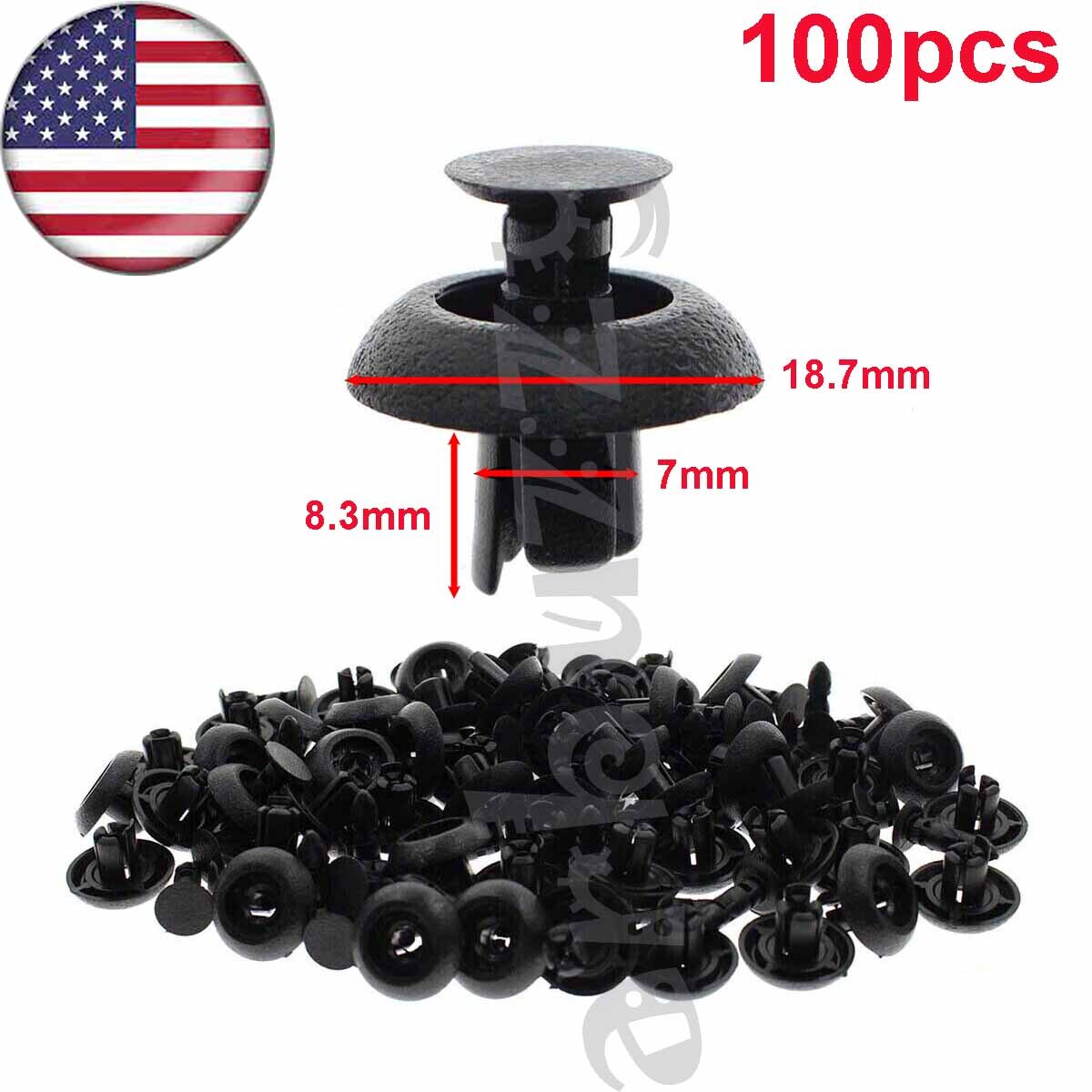100pcs for Lexus & Toyota Black Push Type Engine Cover Clip Retainer 90467-07211