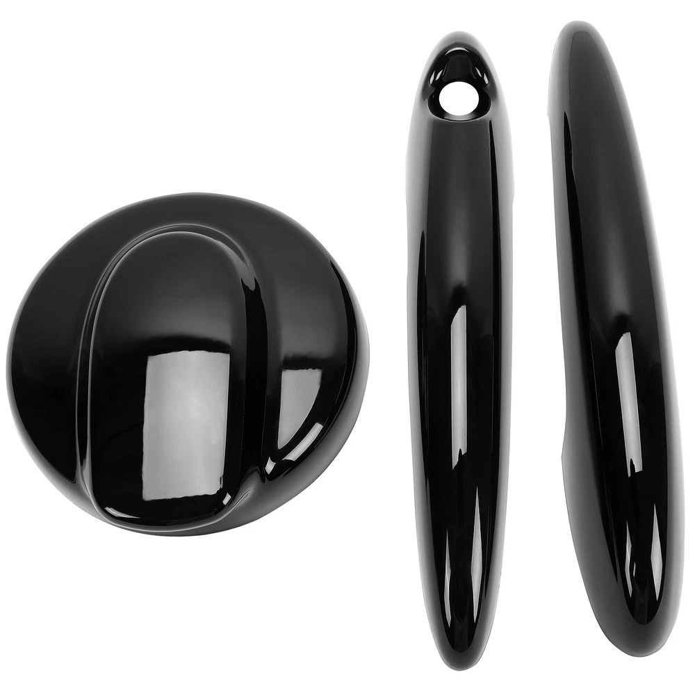 BLACK Door Handle Covers & Gas Tank Cap For MINI R55 Cooper S 07-14 / R56 06-13