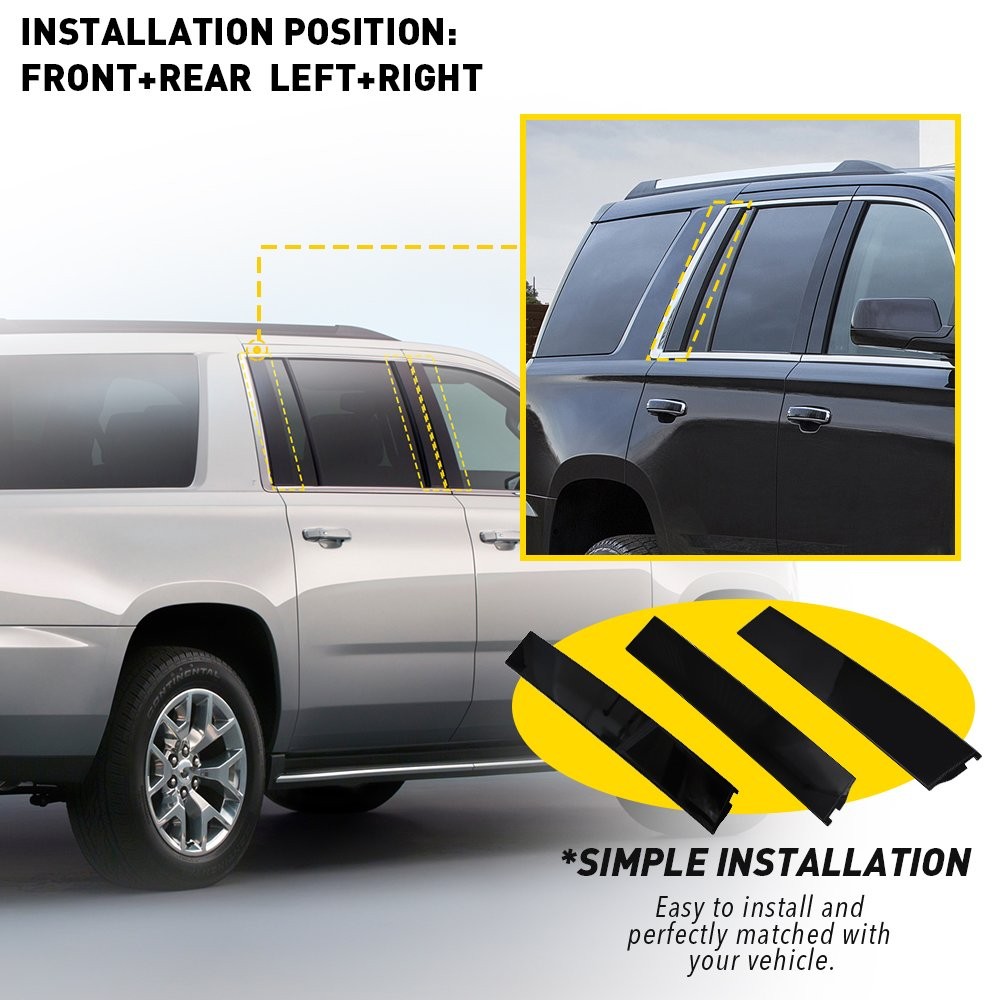 Door Pillar Window Trims Applique for Chevy Tahoe GMC Yukon Cadillac 2015-2018