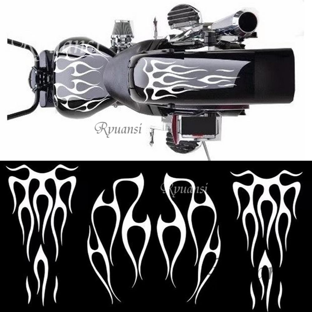 Universal Flame Vinyl Decal Sticker Waterproof For Motorcycle Gas Tank & Fender