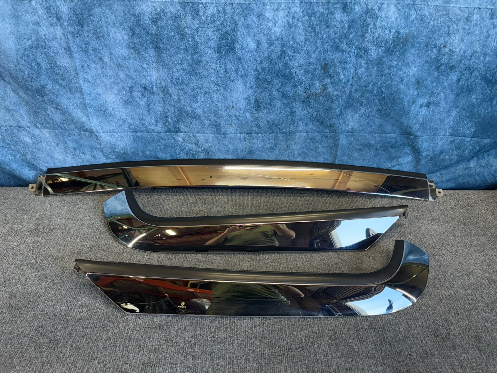 FORD THUNDERBIRD 02-05 RIGHT LEFT CENTER WINDSHIELD CHROME MOULDING TRIM SET OEM