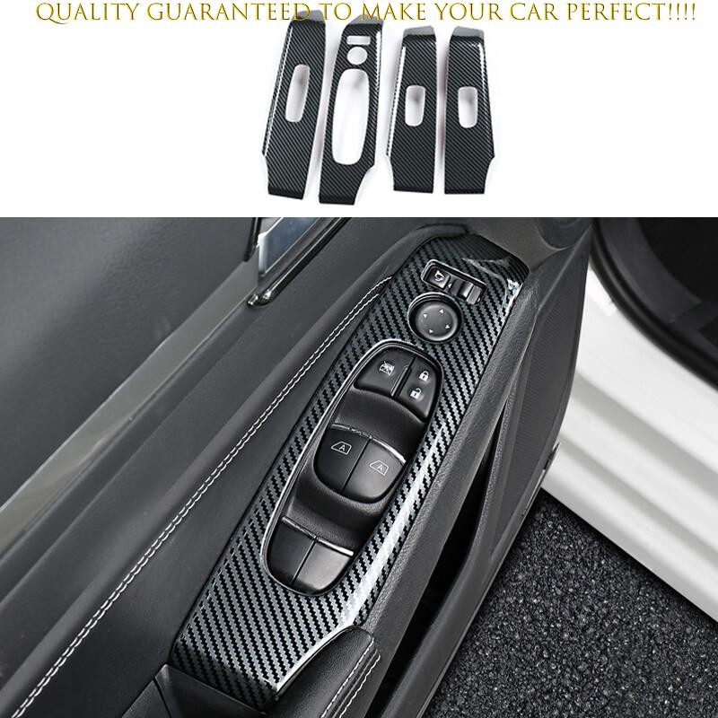For Nissan Altima Teana 19-25 Carbon Fiber Steel Window Lift Panel Switch Cover