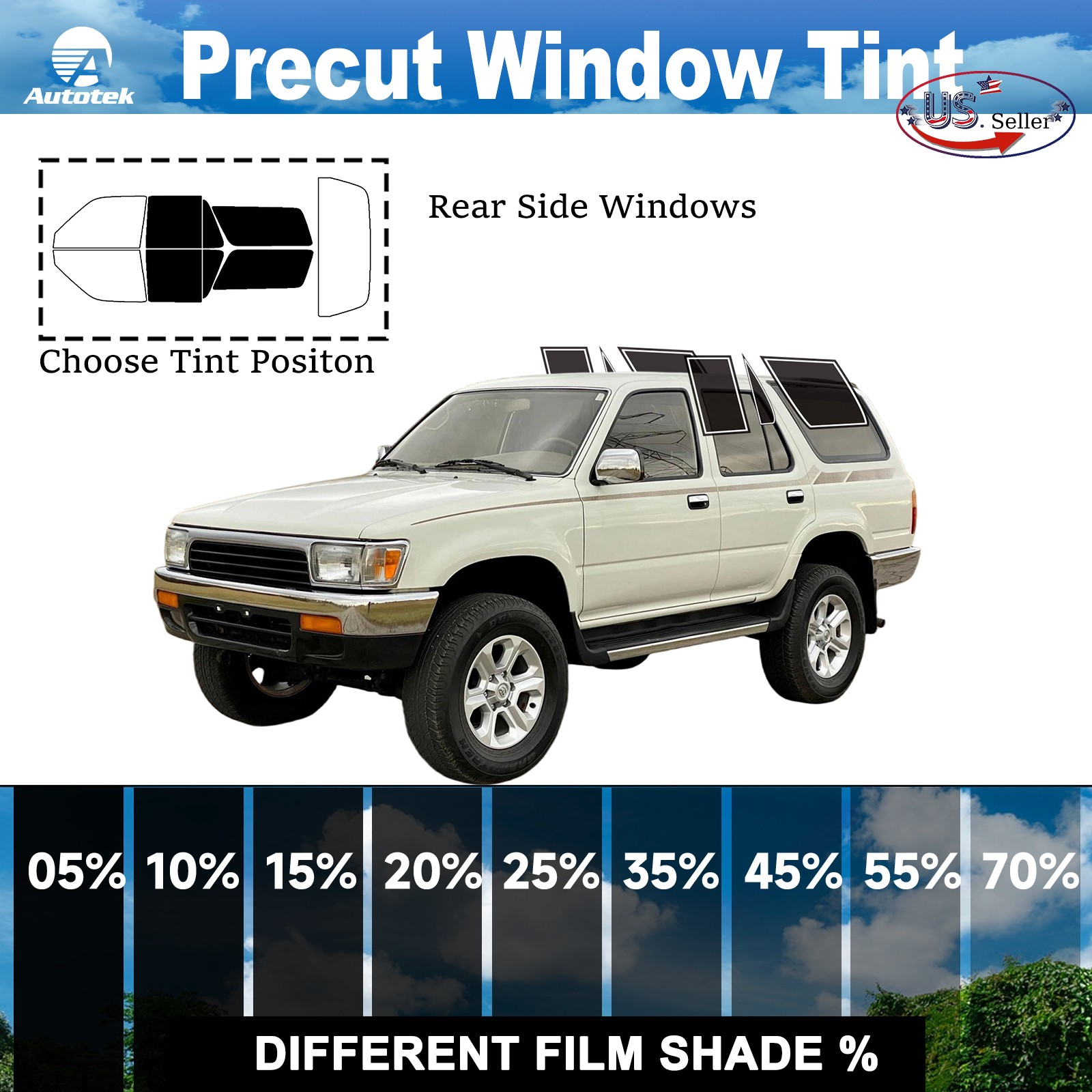 Window Privacy Film PreCut Window Tint 2Ply For 1989-1995 Toyota 4Runner SUV